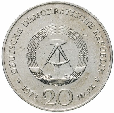 купить Германия (ГДР) 20 марок 1971 "100 лет со дня рождения Генриха Манна"