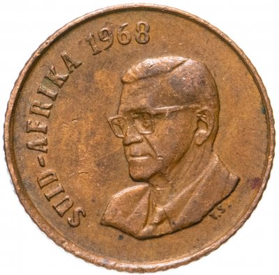 купить ЮАР 1 цент (cent) 1968 "Окончание президентства Чарльза Сварта /SUID-AFRIKA/"