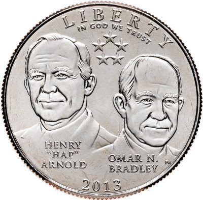 купить США 1/2 доллара (dollars) 2013 "5-звездочные генералы армии США", знак монетного двора: "D" - Денвер, в футляре