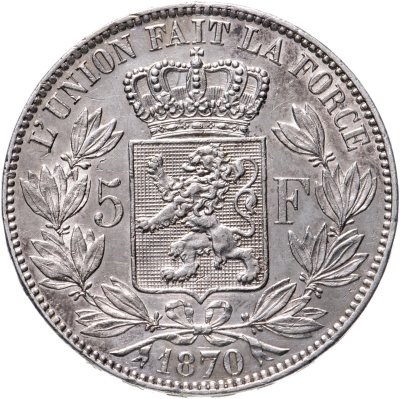 купить Бельгия 5 франков 1870