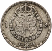 Купить Швеция 1 крона (krona) 1946