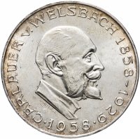 купить Австрия 25 шиллингов (shillings) 1958 "100 лет со дня рождения Карла Ауэра фон Вельсбаха"
