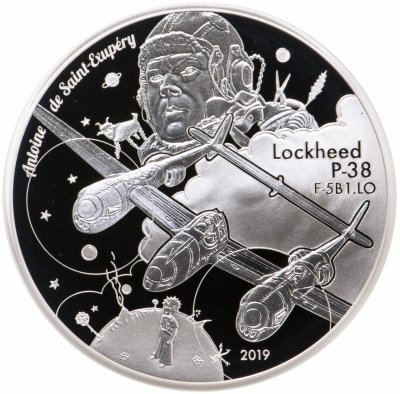 купить Франция 10 евро 2019 «История авиаций-истребитель Локхид P-38 Лайтнинг»