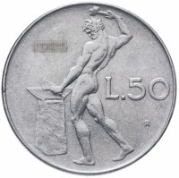 Купить Италия 50 лир 1954-1989 "Бог огня Вулкан", случайная дата