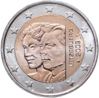 купить Люксембург 2 евро 2009 "90 лет со дня вступления на престол великой герцогини Шарлотты"