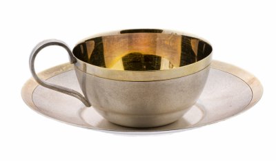 купить Кофейная пара лаконичной формы, мельхиор, Мстерская художественная фабрика "Ювелир", СССР, 1972 г.