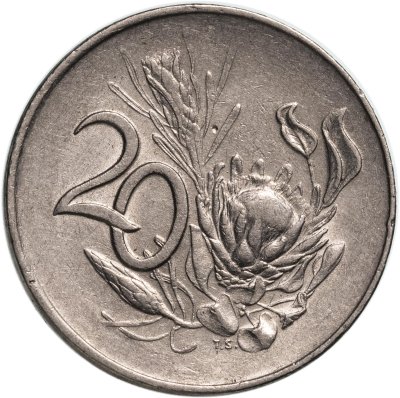 купить ЮАР 20 центов (cents) 1965 надпись на английском "SOUTH-AFRICA"