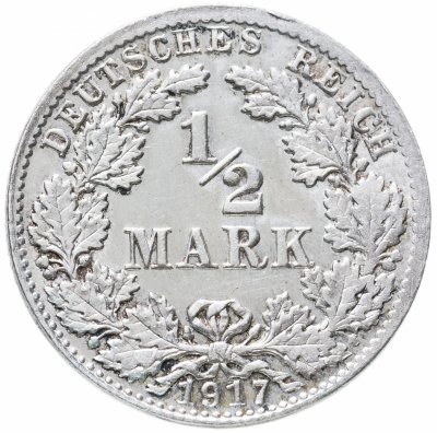 купить Германия 1/2 марки (mark) 1917 D знак монетного двора: "D" - Мюнхен