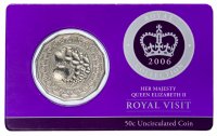 Купить Австралия 50 центов 2006 "Королевский визит" UNC в блистере
