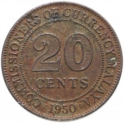 купить Малайя 20 центов (cents) 1950