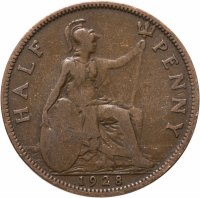 купить Великобритания 1/2 пенни Георг V (малый портрет) 1928-1936, случайная дата