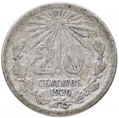 купить Мексика 20 сентаво (centavos) 1920