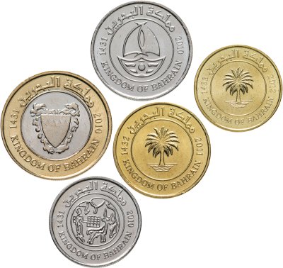 купить Бахрейн - набор монет (5 шт) 5, 10, 25, 50, 100, 500 филсов 2010 - 2012