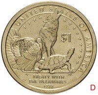 купить США 1 доллар (dollar) 2013 D "Коренные Американцы - Делаверский договор 1778 года"