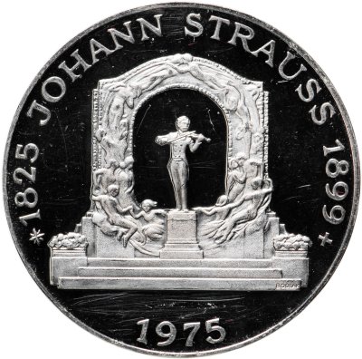 купить Австрия 100 шиллингов (schilling) 1975 Proof "150 лет со дня рождения Иоганна Штрауса"