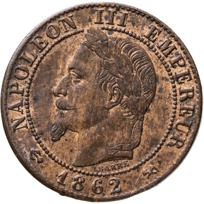 купить Франция 1 сантим (centime) 1862, знак монетного двора: "K" - Бордо