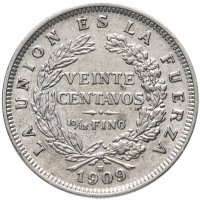 Купить Боливия 20 сентаво 1909