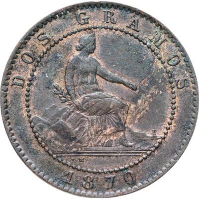 купить Испания 2 сентимо (centimos) 1870
