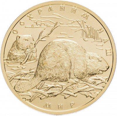 купить 100 рублей 2008 СПМД "Сохраним наш мир - речной бобр"
