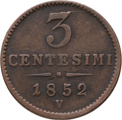 купить Ломбардия-Венеция 3 чентезимо 1852