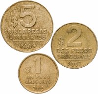 купить Уругвай, набор из 3 монет 2005-2007