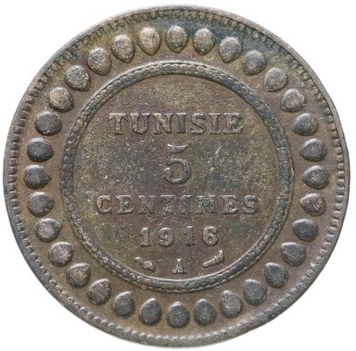 купить Тунис 5 сантимов (centimes) 1916
