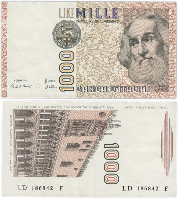 купить Италия 1000 лир 1982 года (Pick 109a)