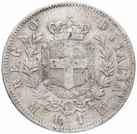 Купить Италия 1 лира (lira) 1863 M Щит на реверсе