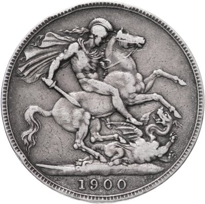купить Великобритания 1 крона (crown) 1900 - Дата на гурте LXIII