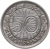 купить Германия (Веймарская республика) 50 рейхспфеннигов (reichspfennig) 1930 "А"