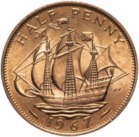 Купить Великобритания 1/2 пенни (penny) 1967