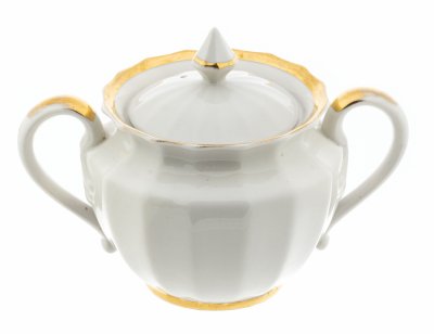купить Сахарница с золочёным декором, фарфор, роспись, Дмитровский фарфоровый завод ("Вербилки"), СССР, 1954-1965 гг.