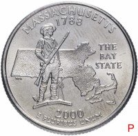 купить США 1/4 доллара (квотер, 25 центов) 2000 P "Штат Массачусетс"