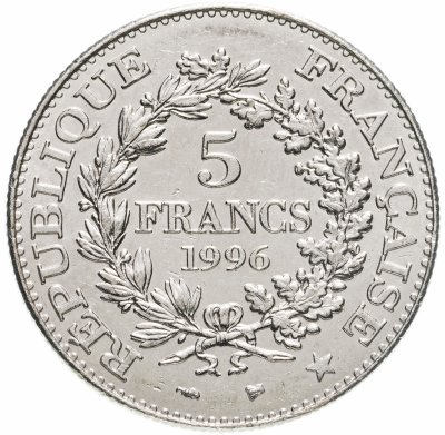 купить Франция 5 франков (francs) 1996 "200 лет французскому десятичному франку"