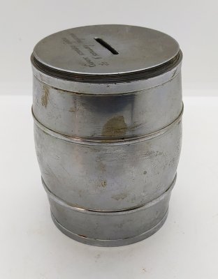 купить Копилка-бочонок с дарственной надписью, металл, гравировка, СССР, 1953 г.