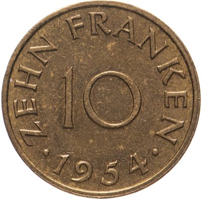 купить Саар 10 франков (francs) 1954
