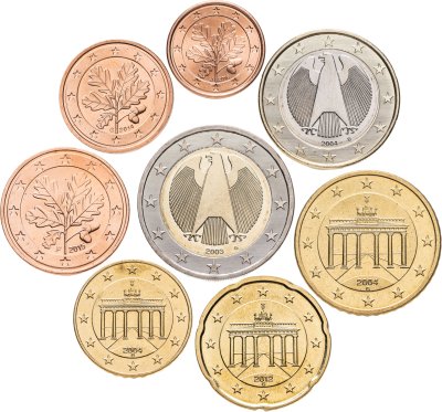 купить Германия набор монет евро 2003 - 2016 (8 штук)