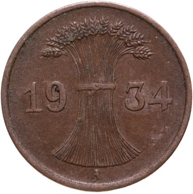 купить Германия (Веймарская республика) 1 рейхспфенниг (reichspfennig) 1934