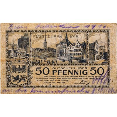 купить Германия, нотгельды, Дюрен 50 пфеннигов 1918
