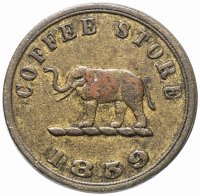 Купить Цейлон токен 1859 "Слон, Олень"