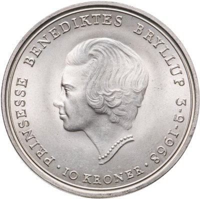 купить Дания 10 крон (kroner) 1968 свадьба Принцессы Бенедикты
