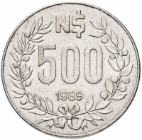 Купить Уругвай 500 новых песо (nuevos pesos) 1989