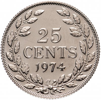 купить Либерия 25 центов (cents) 1974