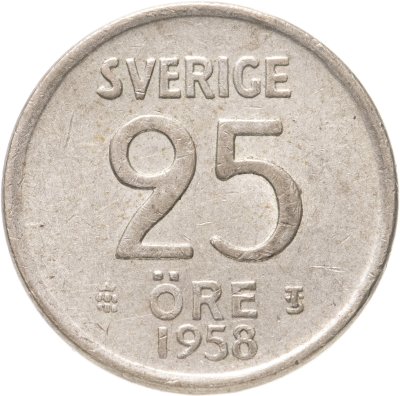 купить Швеция 25 эре (ore) 1958