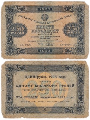 купить 250 рублей 1923 год, водяной знак "Ромбы"