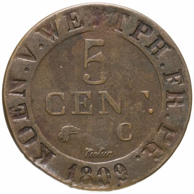 купить Королевство Вестфалия 5 сантим 1809 Жером Бонапарт