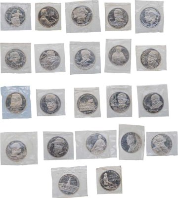купить Набор СССР Proof из 22 монет 1 рубль 1987-1991г (банковская запайка)