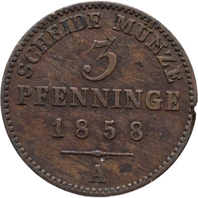 купить Германия, королевство Пруссия, 3 пфеннига 1858