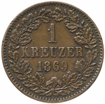 купить Германия, Баден 1 крейцер (kreuzer) 1869