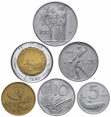 купить Италия набор монет 1951-2001 (6 штук)